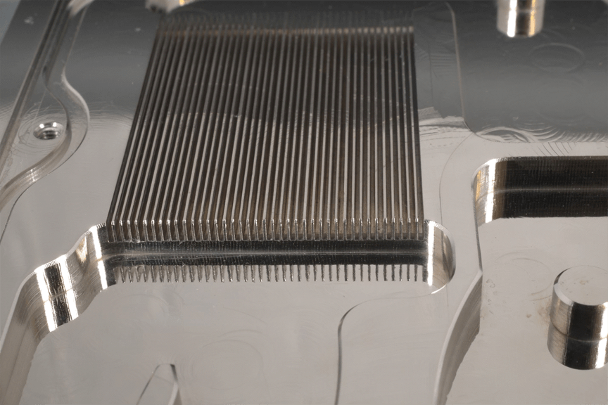 clean cooling fins in a water block