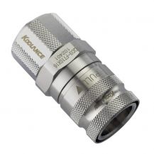 Koolance QD3 Female Quick Disconnect No-Spill Coupling, Compression for 10mm x 16mm (3/8in x 5/8in), Silver