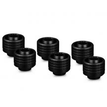 Thermal Grizzly DeltaMate ST16 Compression Fitting for Soft Tubing, 10mm ID/16mm OD, Black, 6-pack