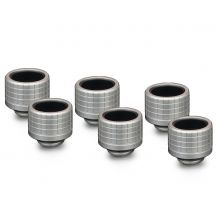 Thermal Grizzly DeltaMate HT16 Compression Fitting for Rigid Tubing, 16mm OD, Matt Nickel, 6-pack