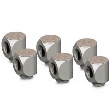 Thermal Grizzly DeltaMate 90 Degree Rotary Fitting, Matt Nickel, 6-pack