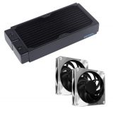 Alphacool NexXxos XT45 Full Copper 240mm Black Radiator V.2 and Apex Stealth Metal Power Fans (3000 RPM) Bundle