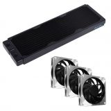 Alphacool NexXxos ST30 Full Copper 360mm Black Radiator V.2 and Apex Stealth Metal Power Fans (3000 RPM) Bundle