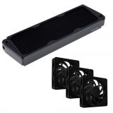 Alphacool NexXxos XT45 Full Copper X-Flow Black Radiator (360mm) and Apex Stealth Metal Power Fans (3000 RPM) Bundle