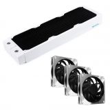 Alphacool NexXxos XT45 Full Copper 360mm White Radiator V.2 and Apex Stealth Metal Power Fans (3000 RPM) Bundle
