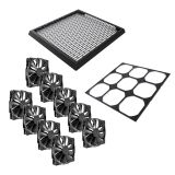 Watercool MO-RA IV 600 Fan Frame (200mm Fans), Fan Grill, and 200mm Fans (9x) Bundle