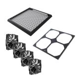 Watercool MO-RA IV 400 Fan Frame (200mm Fans), Fan Grill, and 200mm Fans (4x) Bundle