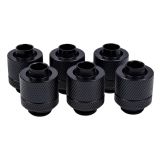 Alphacool Eiszapfen G1/4" to 10mm ID, 13mm OD Compression Fitting for Soft Tubing, Deep Black, 6-pack