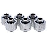 Alphacool Eiszapfen G1/4" to 13mm ID, 19mm OD Compression Fitting for Soft Tubing, Chrome, 6-pack