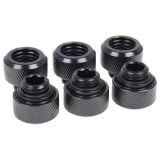 Alphacool Eiszapfen G1/4" HardTube Compression Fitting for Plexi (Acrylic) / Brass Hard Tubes, 13mm OD, Deep Black, 6-pack