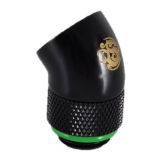 Bitspower G1/4" Male to Female Extender Fitting, 45 Degree Rotary, Matte Black