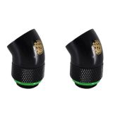 Bitspower G1/4" Male to Female Extender Fitting, 45 Degree Rotary, Matte Black, 2-pack