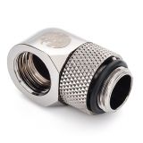 Bitspower G1/4" Male to Female Extender Fitting, 90 Degree Rotary, Black Sparkle