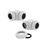 Corsair Hydro X Series XF Hardline 90 Degree Fittings, 12mm OD, White, 2-pack