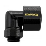 Koolance Rotary Elbow Compression Fitting for 10mm x 16mm (3/8in x 5/8in), Black