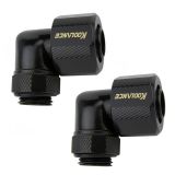 Koolance Rotary Elbow Compression Fitting for 10mm x 13mm (3/8in x 1/2in), Black, 2-pack