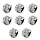 XSPC G1/4" to 10mm ID, 14mm OD Rigid Tubing Fitting, Chrome, 8-pack