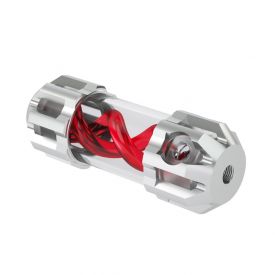 Barrow Double Helix Reservoir, 155mm, Clear Tube, Silver Body / Red Helix
