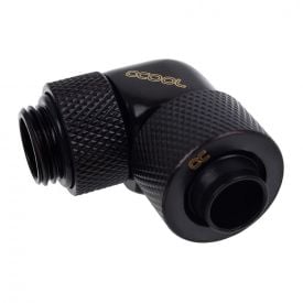 Alphacool Eiszapfen G1/4" to 10mm ID, 13mm OD Compression Fitting for Soft Tubing, 90 Degree Rotary, Deep Black