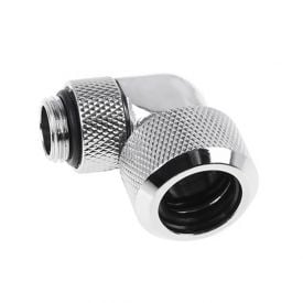 Alphacool Eiszapfen G1/4" HardTube Compression Fitting, 16mm OD, 90 Degree Rotary, Chrome