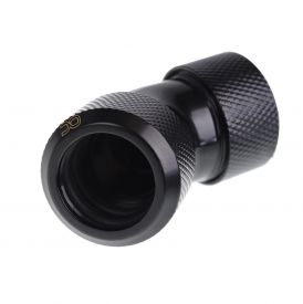Alphacool Eiszapfen HardTube Compression Fitting, 16mm OD, 45 Degree Angle, Deep Black