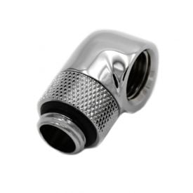 Barrow G1/4" Male to Female Extender Fitting, 90 Degree Rotary, Silver Shiny