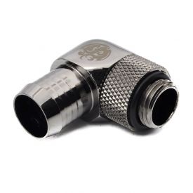 Bitspower G1/4" to 1/2" Barb Fitting for Soft Tubing, 90 Degree Single Rotary, Black Sparkle
