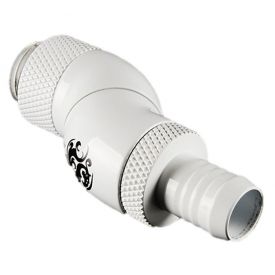 Bitspower G1/4" to 3/8" Barb Fitting for Soft Tubing, 90 Degree Triple Rotary, Deluxe White