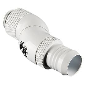 Bitspower G1/4" to 1/2" Barb Fitting for Soft Tubing, 90 Degree Triple Rotary, Deluxe White
