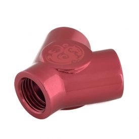 Bitspower Y-Block Fitting with Triple G1/4" Female, Deep Blood Red