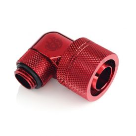 Bitspower G1/4" to 1/2" ID, 3/4" OD Compression Fitting for Soft Tubing, CC5 Ultimate, 90 Degree Dual Rotary, Deep Blood Red