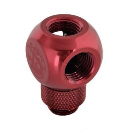 Bitspower G1/4" Q-Rotary Extender Fitting with Triple G1/4" Female Ports, Rotary, Deep Blood Red