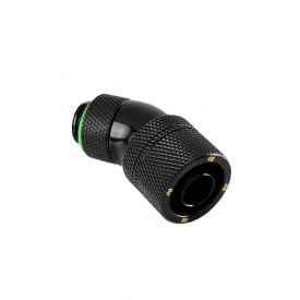 Bitspower CC3 Ultimate G1/4" Dual Rotary Compression Fitting for 9.5mm ID / 16mm OD Soft Tubing, 30 Degree Angle, Matte Black