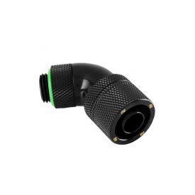 Bitspower CC3 Ultimate G1/4" Dual Rotary Compression Fitting for 9.5mm ID / 16mm OD Soft Tubing, 60 Degree Angle, Matte Black
