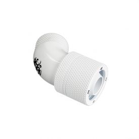 Bitspower CC3 Ultimate G1/4" Dual Rotary Compression Fitting for 9.5mm ID / 16mm OD Soft Tubing, 60 Degree Angle, Deluxe White