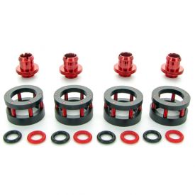 Monsoon G1/4" to 1/2" ID, 3/4" OD Chain Gun Compression Fitting for Soft Tubing, Red, 4-pack