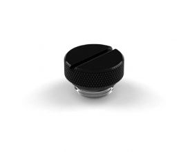 PrimoChill G 1/4" SX Knurled Slotted Stop Fitting, Satin Black