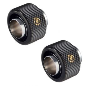 Bitspower Touchaqua G1/4" Compression Fitting for 7/16" ID, 5/8" OD Soft Tubing, Glorious Black, 2-pack