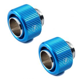Bitspower Touchaqua G1/4" Compression Fitting for 7/16" ID, 5/8" OD Soft Tubing, Blue, 2-pack