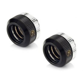 Bitspower Touchaqua G1/4" Dual O-Ring Tighten Fitting for 14mm OD Hard Tubing, Glorious Black, 2-pack