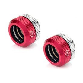 Bitspower Touchaqua G1/4" Dual O-Ring Tighten Fitting for 14mm OD Hard Tubing, Red, 2-pack