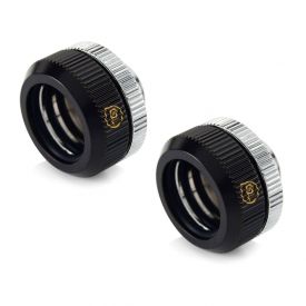 Bitspower Touchaqua G1/4" Dual O-Ring Tighten Fitting for 16mm OD Hard Tubing, Glorious Black, 2-pack