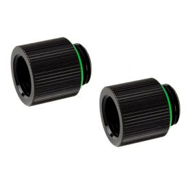 Bitspower Touchaqua G1/4" Male to Female Extender Fitting, 15mm, Glorious Black, 2-pack