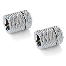 Bitspower Touchaqua Female G1/4" to Female Adjustable Link Pipe 22-31MM, Glorious Silver, 2-pack