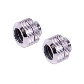 Bitspower Touchaqua G1/4" Dual O-Ring Tighten Fitting with Logo for 12mm OD Hard Tubing, Glorious Silver, 2-pack