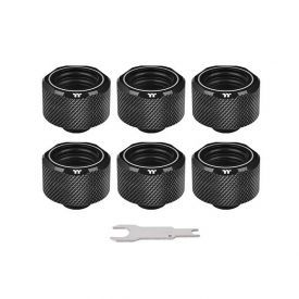 Thermaltake Pacific C-PRO G1/4" Compression Fitting for 16mm OD Rigid Tubing, Black, 6-pack