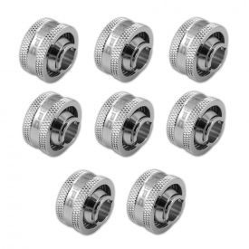 XSPC G1/4" to 1/2" ID, 3/4" OD Compression Fitting V2 for Soft Tubing, Chrome, 8-pack