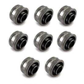 XSPC G1/4" to 1/2" ID, 3/4" OD Compression Fitting V2 for Soft Tubing, Black Chrome, 8-pack