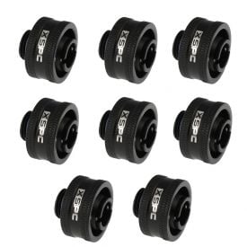 XSPC G1/4" to 1/2" ID, 3/4" OD Compression Fitting V2 for Soft Tubing, Matte Black, 8-pack