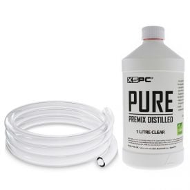 XSPC FLX Clear Tubing 1/2" ID, 3/4" OD (2 meter) and PURE Premix Distilled PC Coolant (1000mL) Bundle